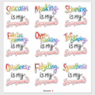 Noch mehr Neurodivere Superkräfte Aufkleber