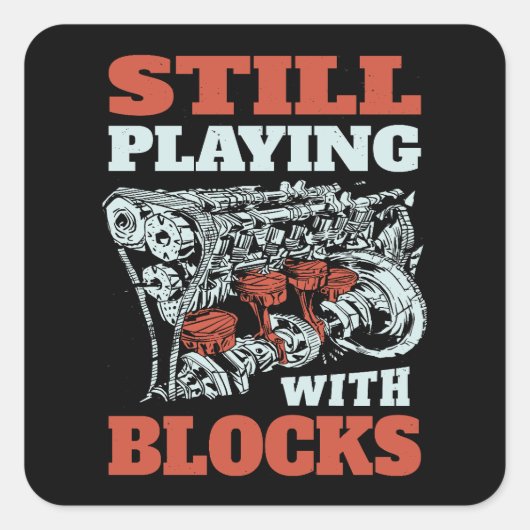 Noch mit Blockmechanik spielen Quadratischer Aufkleber (Vorderseite)