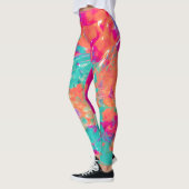 Noch nass farbenfroher Neon Spritzer Paint Abstrak Leggings (Links)