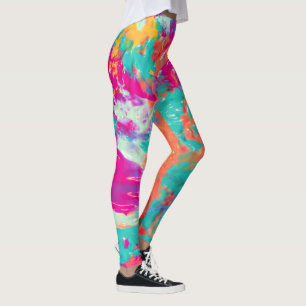 Noch nass farbenfroher Neon Spritzer Paint Abstrak Leggings