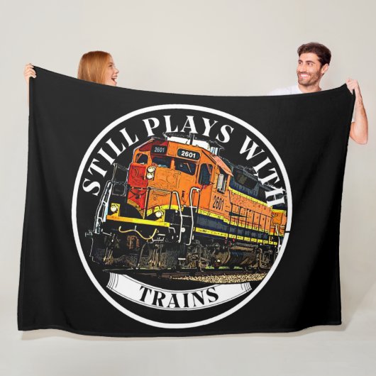 Noch spielt mit Zügen Orange Black Diesel Train Fleecedecke (Beispiel)