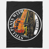 Noch spielt mit Zügen Orange Black Diesel Train Fleecedecke (Vorderseite)