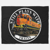 Noch spielt mit Zügen Orange Black Diesel Train Fleecedecke (Vorderseite (Horizontal))