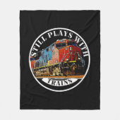 Noch spielt mit Zügen Orange Diesel Lokomotive Fleecedecke (Vorderseite)