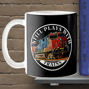Noch spielt mit Zügen Orange Diesel Lokomotive Kaffeetasse