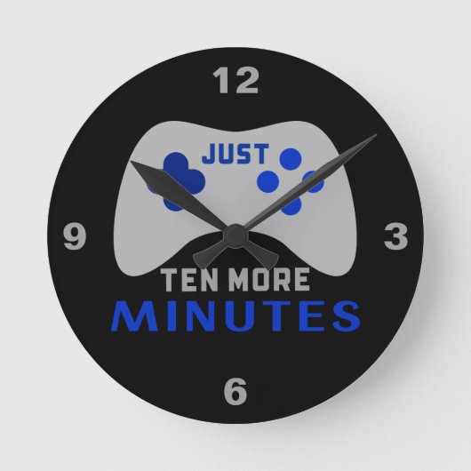 Noch zehn Minuten Black Gamer Runde Wanduhr (Vorderseite)