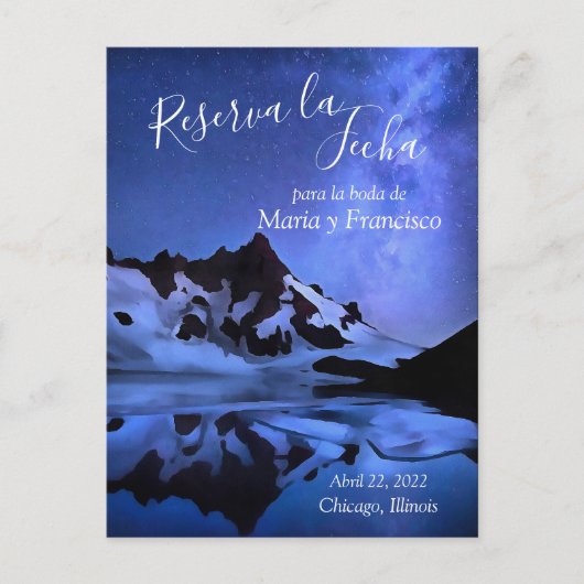 Noche Estrellada en las Montañas Reserva la Fecha Ankündigungspostkarte (Vorderseite)