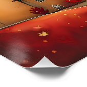 Noche Estrellada: Paisaje Folk y Naive Colorido Poster (Ecke)