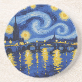 Noche estrellada sobre el rio getränkeuntersetzer