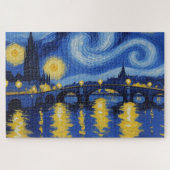 Noche estrellada sobre el rio puzzle (Horizontal)