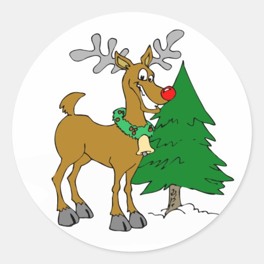 Nochebuena lista del reno runder aufkleber (Vorderseite)