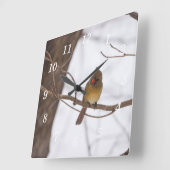 Nochmal schneit, sagt Kardinal Wall Clock Quadratische Wanduhr (Winkel)