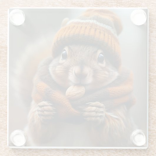 Nochmals schnappen - Eichhörnchenbild Glasuntersetzer (Rückseite)