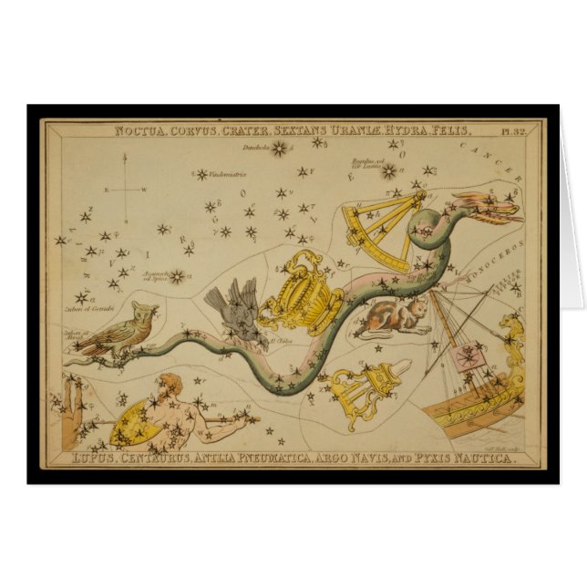 Noctua, Corvus, Hydra, Felis, Lupus, Centaurus, &c (Vorderseite (Horizontal))