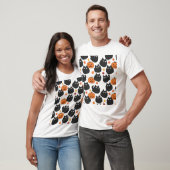 Nocturnal Cats with Pumpkins Pattern T-Shirt (Unisex)