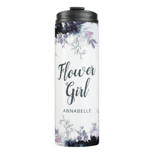 Nocturnal Floral Aquarell Besticktes Blumenmädchen Thermosbecher