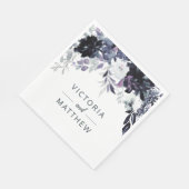 Nocturnal Floral Border Wedding Monogram Dinner Serviette (Ecke)