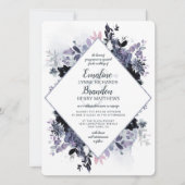 Nocturnal floral Dusty Blue Diamond Frame Wedding Einladung (Vorderseite)