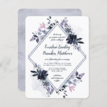 Nocturnal Floral Dusty Blue Diamond Wedding