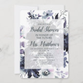 Nocturnal Floral Dusty Blue & Navy Brautparty Einladung (Vorderseite)