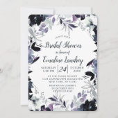 Nocturnal Floral Dusty Blue Wedding Brautparty Einladung (Vorderseite)