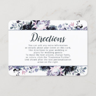 Nocturnal Floral Dusty Blue Wedding Route Begleitkarte