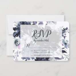 Nocturnal Floral Dusty Blue Wedding RSVP Response