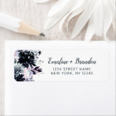 Nocturnal Floral Dusty Blue Wedding Rücksendeadres (Insitu)