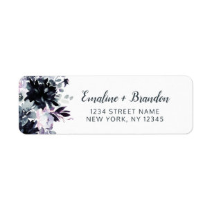 Nocturnal Floral Dusty Blue Wedding Rücksendeadres