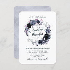 Nocturnal Floral Dusty Blue Wreath Wedding Einladung