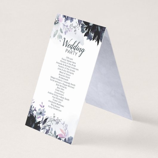 Nocturnal Floral Elegantes Hochzeitsprogramm (Rückseite)