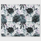 Nocturnal Floral Navy Blue Blume Bouquets Wedding Geschenkpapier (Flach)