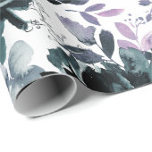 Nocturnal Floral Navy Blue Blume Bouquets Wedding Geschenkpapier (Rolleneckpunkt)