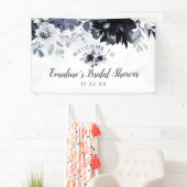 Nocturnal Floral Navy Blue Brautparty Willkommen Banner (Insitu)