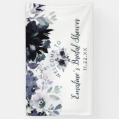 Nocturnal Floral Navy Blue Brautparty Willkommen Banner (Vertikal)