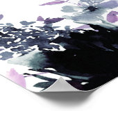 Nocturnal Floral Navy Blue Wedding Begrüßungszeich Poster (Ecke)