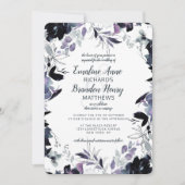 Nocturnal Floral Navy Dusty Blue Border Wedding Einladung (Vorderseite)