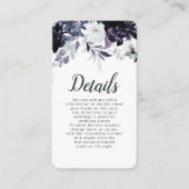 Nocturnal Floral Navy Dusty Blue Wedding Details Begleitkarte (Vorderseite)