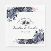 Nocturnal Floral Navy Gerahmt Wedding Monogram Serviette (Vorderseite)