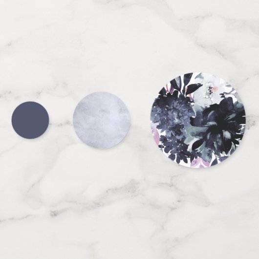 Nocturnal Floral Navy Wasserfarbe Hochzeitsmonogra Konfetti (Rückseiten)