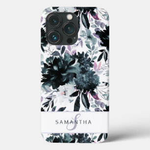 Nocturnal Floral Watercolor Navy Custom Monogram Case-Mate iPhone Hülle