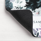 Nocturnal Floral Watercolor Navy Custom Monogram Mousepad (Ecke)
