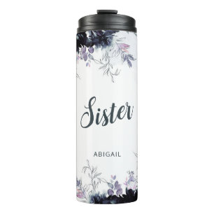 Nocturnal Floral Watercolor Personalisiert Sister Thermosbecher