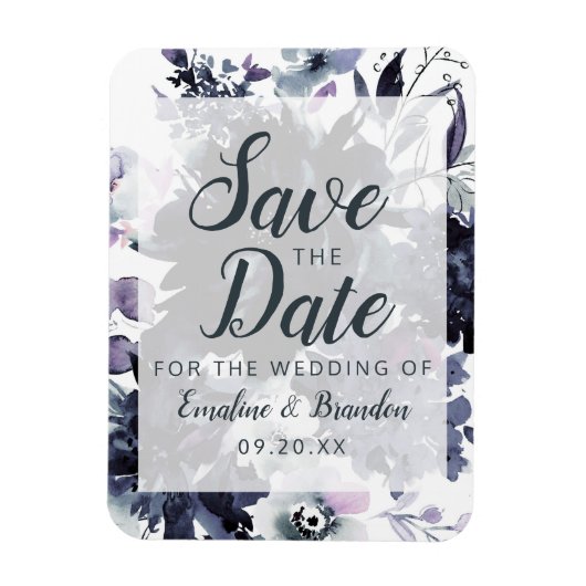 Nocturnal Floral Watercolor Trendy Save the Date Magnet (Vertikal)