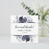 Nocturnal Floral Wedding Liebe und Dank Square Dankeskarte (Stehend Vorderseite)