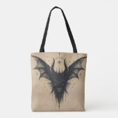 Nocturnal Guardian Tote – Gothic Bat Illustration  Tasche (Rückseite)