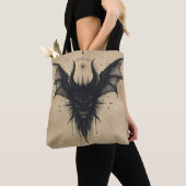 Nocturnal Guardian Tote – Gothic Bat Illustration  Tasche (Von Nahem)
