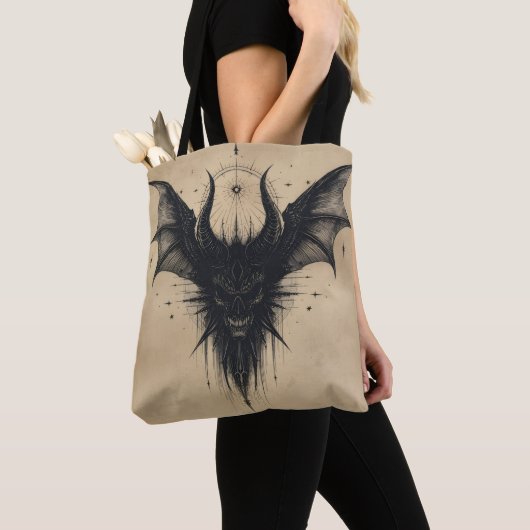 Nocturnal Guardian Tote – Gothic Bat Illustration  Tasche (Von Nahem)