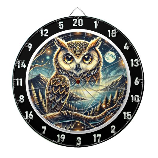 Nocturnal Majesty Owl Dartboard Design Dartscheibe (vorne)