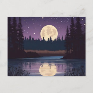 Nocturnal Moonlit Lake Postkarte